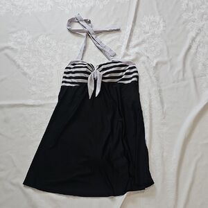 Chic Black and White Halter Dress